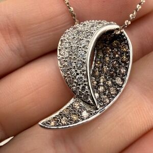 Ross Simmons Necklace CZ Horn Champagne Clear 20 In